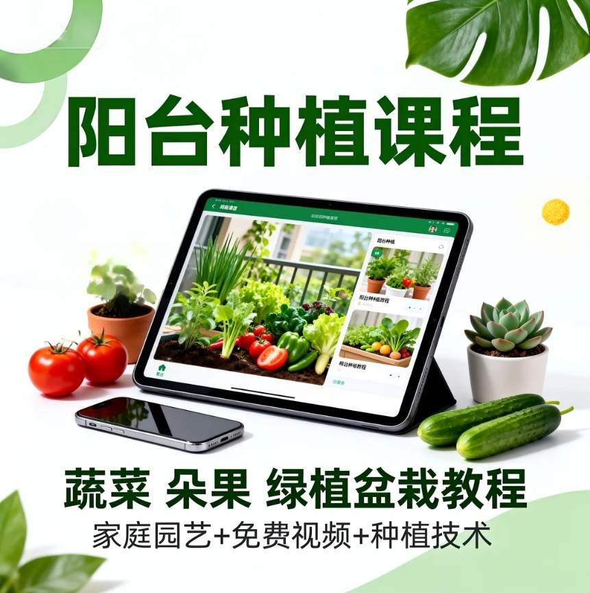 图片[1]-阳台种植课程蔬菜 水果 绿植盆栽教程（家庭园艺+免费视频+种植技术）-资源库