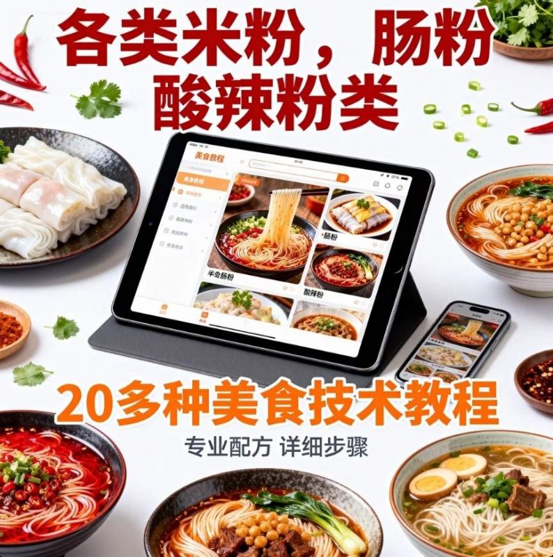 各类米粉，肠粉 酸辣粉类20多种美食技术教程-资源库