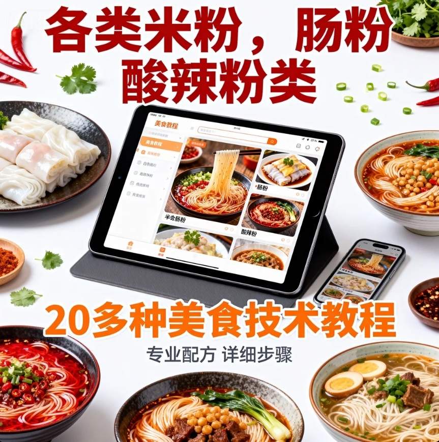 图片[1]-各类米粉，肠粉 酸辣粉类20多种美食技术教程-资源库