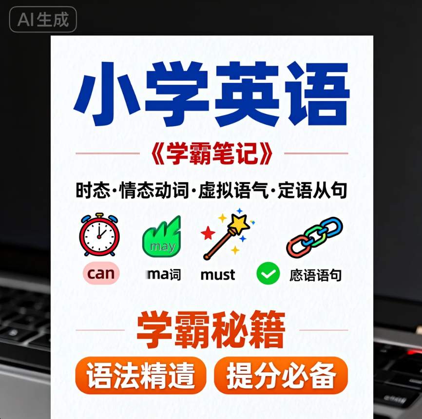 图片[1]-小学英语《学霸笔记》时态、情态动态虚拟语气定语从句-资源库